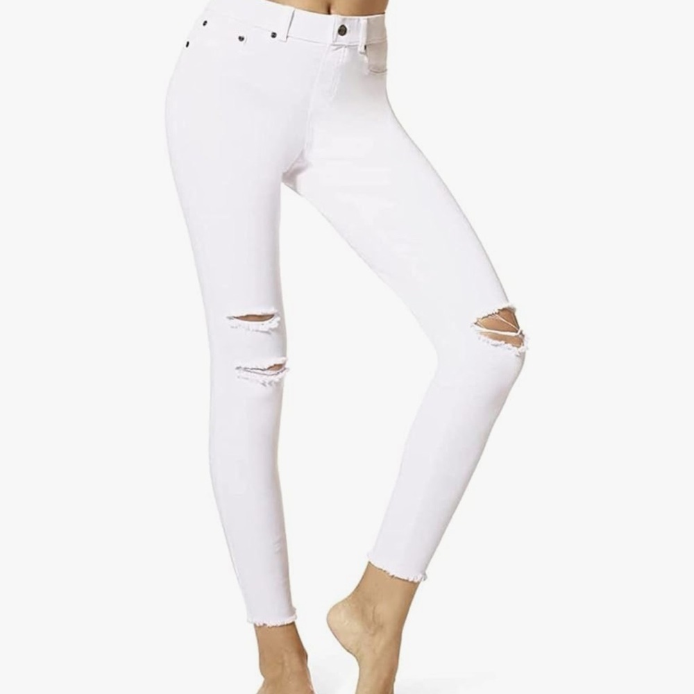 HUE White denim leggings